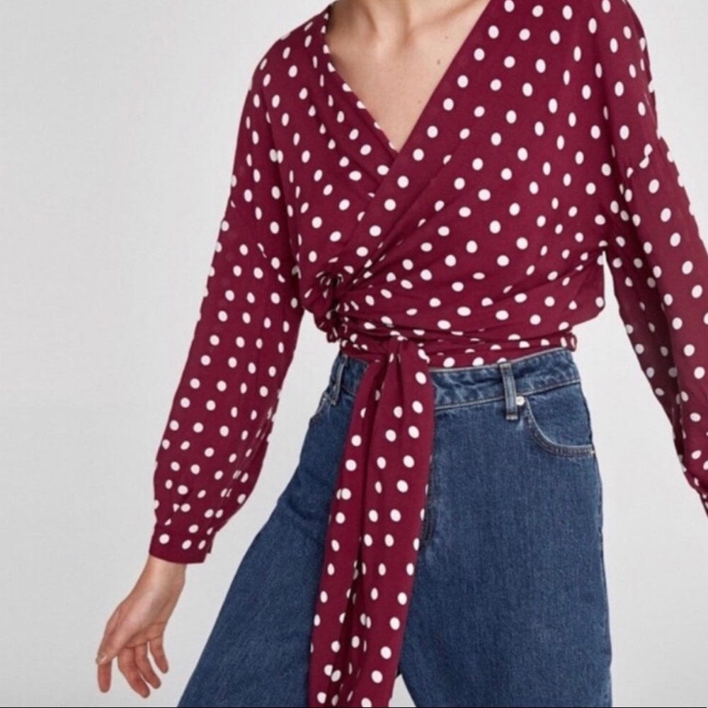 Zara Polka Dot Wrap Top